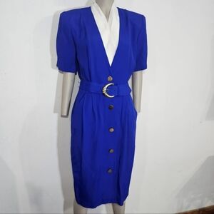 JOHN ROBERTS Elegant Blue Women's Dress with Belt